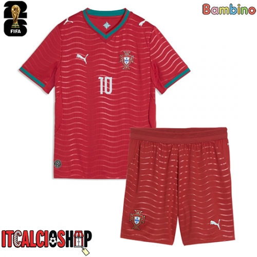 Portogallo Bernardo Silva #10 Prima Maglia Bambino Mondiali 2026 Manica Corta (+ Pantaloni corti)